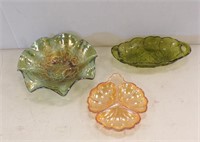 (2) REPRODUCTION CARNIVAL GLASS BOWLS-SOME CHIPS..
