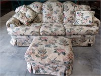 Sofa with ottoman.  Flower design sofa 96x38x37