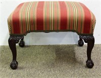 Vintage Striped Ottoman with Carved Legs