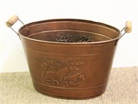 Copper Colored Metal Tub with Handles