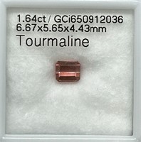 1.64 GCI Certified Emerald Cut Pink Tourmaline