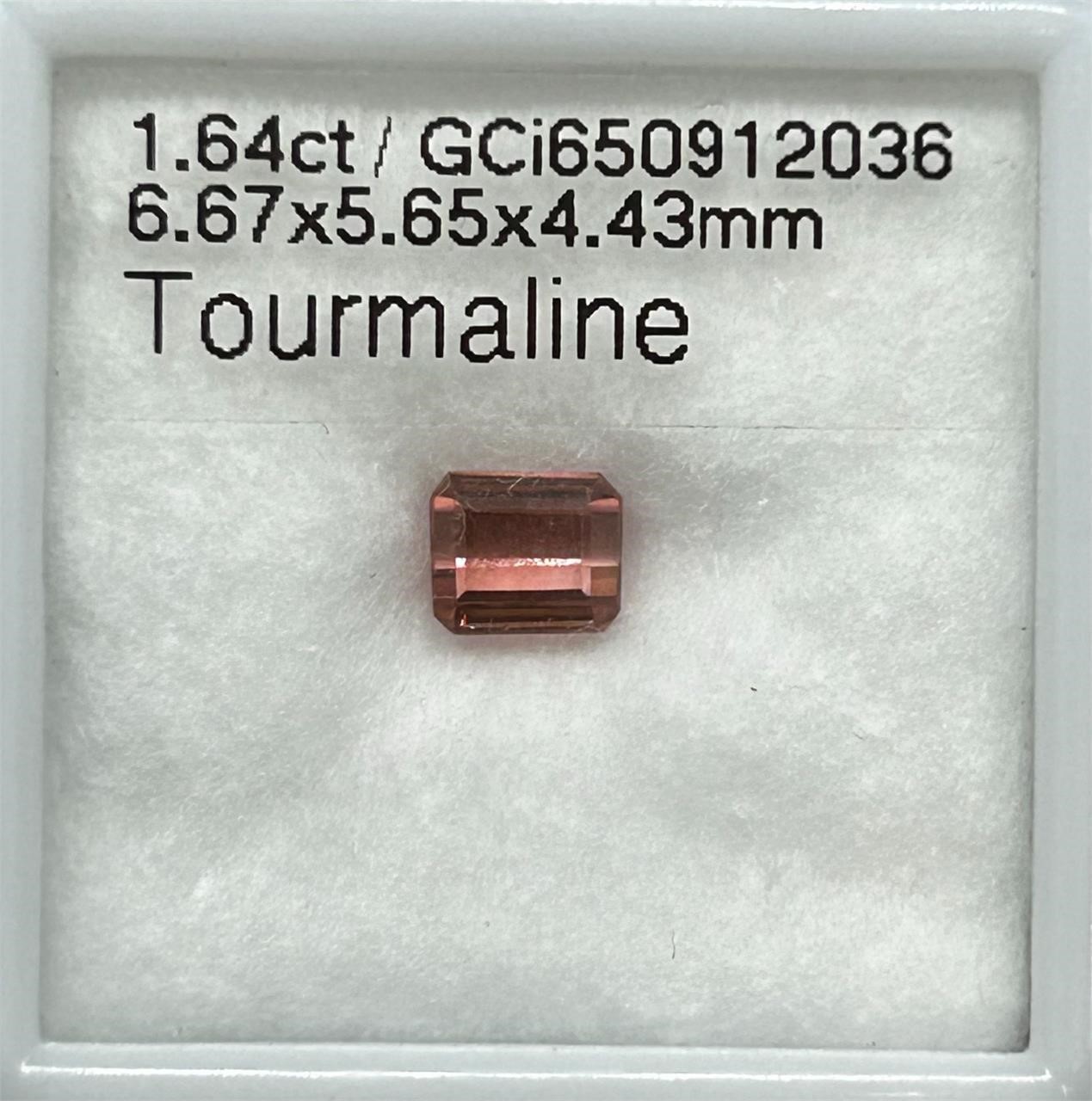 1.64 GCI Certified Emerald Cut Pink Tourmaline