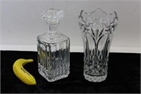 Cut Glass Decanter and Vase