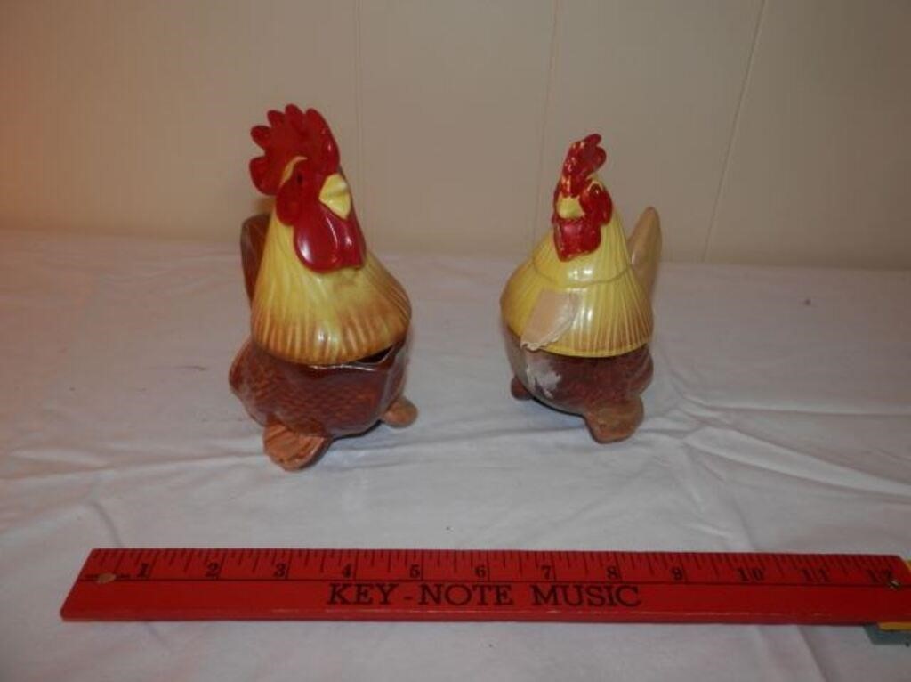 Group of 2-vintage chick & rooster S & P plus C &S