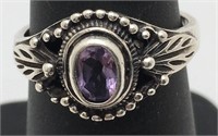 Sterling Silver Ring W Purple Stone