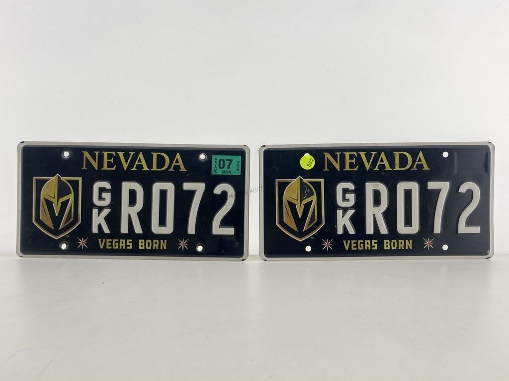 Original golden knights license plates matching