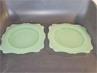 Jadeite Clam back glass plates (2) 1930's