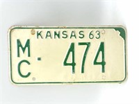 Kansas 1963 License Plate