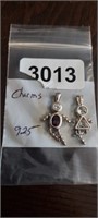 STERLING SILVER NECKLACE DROP, (2) CHARMS