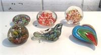 6 ART glass Paperweights