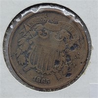 1865 SHIELD 2 CENT PENNY