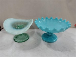 Vallerysthal blue purple opaline pedestal bowl