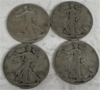 (4) US 1/2 Dollars (Walking Liberty), Silver