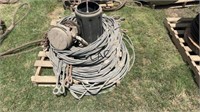 Pallet of Heavy Duty Wire Rope, Hoist and Buckles