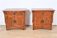 Vintage Solid Mission Oak Night Stand Set