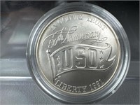 1991 USO silver dollar 50th anniversary