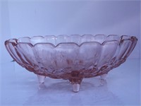 Indiana Pink Glass Depression Era Oval Footed Bowl