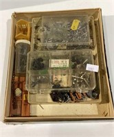 Box lot of vintage HO train hardware     1082