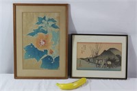 Mid-Cent. Andro Hiroshige Asian Print + Floral
