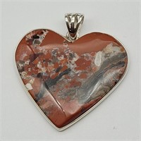 RED MOSS AGATE 925 SILVER HEART PENDANT