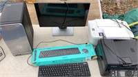 Dell desktop computer with 2 printers, 2 keyboards