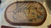 Antique oval Chinese carpet rug, measures about 4
