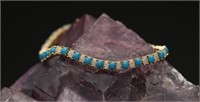 Round Cut Turquoise 925 Gold Plate Bracelet 12.6g