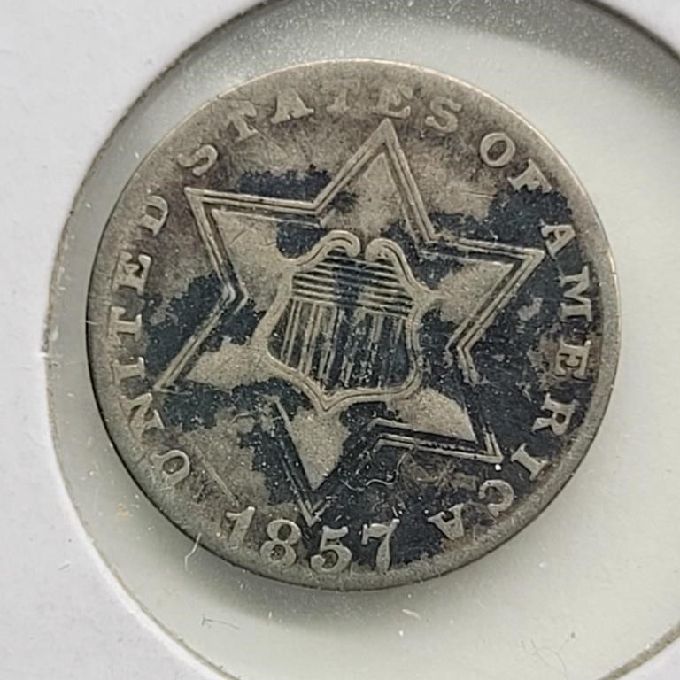 1857 3 CENT SILVER COIN
