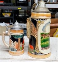 2 AUTHENTIC GERMAN POTTERY BEER STEINS