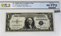 1935 US $1 Blue Seal PCGS - GEM UNC 66