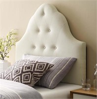 Tufted Linen Upholstered Twin Headboard, Ivory