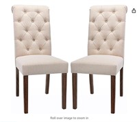 COLAMY Button Tufted Dining Chairs (2) - Beige