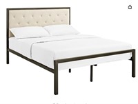 Upholstered Brown Tufted Platform Bed, Full