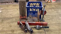 CRATE OF ASSORTED VINTAGE TOOLS INCLUDES
