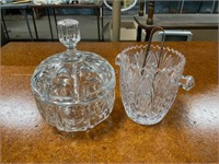 Lot of beautiful crystal ice bucket and covered dh