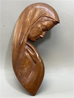 Peaceful Virgin Mary Wood Profile Wall Plaque