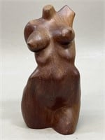 Abstract Carved Wooden Female Nude Torso Sculpture