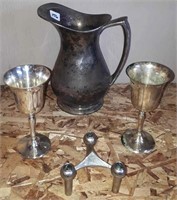 Metal lot w/ vintage plated pitcher.