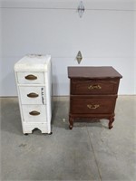 2 end tables, brown 20"w x 14"d x 24"h, white