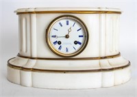 J. B. Marchand French White Marble Mantle Clock