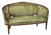 FRENCH LOUIS XVI STYLE FINELY CARVED CANAPE SETTEE