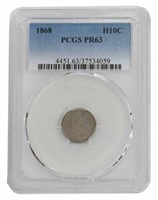 U.S. 1868 HALF DIME PROOF COIN, PCGS PR63