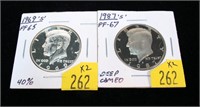 2- Kennedy Proof half dollars: 1969-S, 1987-S