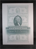 Uncut US Currency - Two $2 Bills