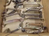 Iron & metal handles/drawer pulls, chippy paint