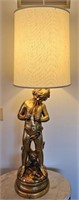 After Auguste Moreau Large Gilded Figural Lamp