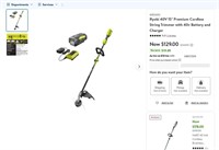 W7060  Ryobi Premium Cordless String Trimmer 15