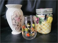 VTG Ceramic/Glass Canisters & Vase