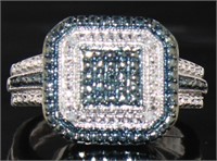 Genuine Blue Diamond Dinner Ring