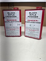 2 PARTIAL BLACK RIFLE POWDER CANS